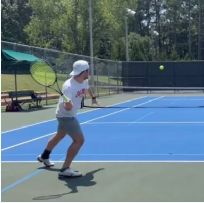 Stephen Chavez playing tennis